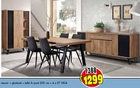 Dressoir + glaskast + tafel a-poot + 4 x st 1804-Huismerk - Budgetmeubelen