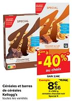 Promotions Céréales chocolat noir special k - Kellogg's - Valide de 11/09/2024 à 23/09/2024 chez Carrefour