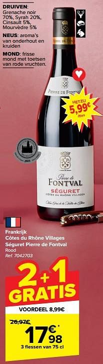 Frankrijk côtes du rhône villages séguret pierre de fontval rood