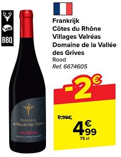 Frankrijk côtes du rhône villages valréas domaine de la vallée des grives rood