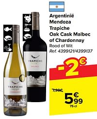 Argentinië mendoza trapiche oak cask malbec of chardonnay rood of wit-Rode wijnen