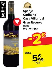 Spanje cariñena casa villarreal gran reserva rood-Rode wijnen