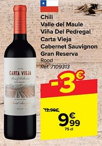 Chili valle del maule viña del pedregal carta vieja cabernet sauvignon gran reserva rood-Rode wijnen