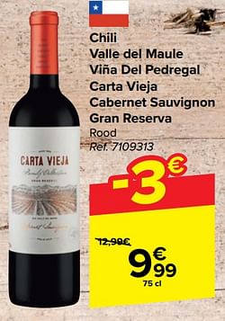 Chili valle del maule viña del pedregal carta vieja cabernet sauvignon gran reserva rood