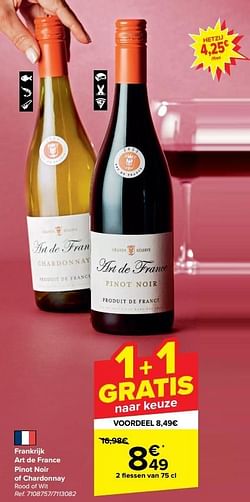 Frankrijk art de france pinot noir of chardonnay rood of wit