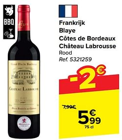 Frankrijk blaye côtes de bordeaux château labrousse rood