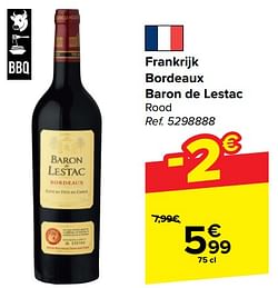 Frankrijk bordeaux baron de lestac rood