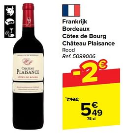 Frankrijk bordeaux côtes de bourg château plaisance rood