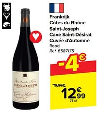 Frankrijk côtes du rhône saint-joseph cave saint-désirat cuvée d’automne rood-Rode wijnen