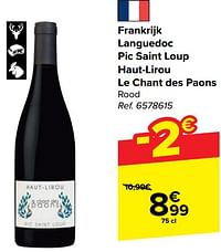 Frankrijk languedoc pic saint loup haut-lirou le chant des paons rood-Rode wijnen