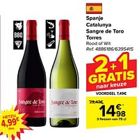 Spanje catalunya sangre de toro torres rood of wit-Rode wijnen