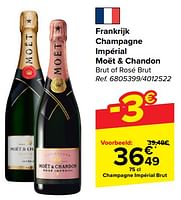 Promoties Frankrijk champagne impérial moët + chandon brut of rosé brut - Champagne - Geldig van 11/09/2024 tot 30/09/2024 bij Carrefour