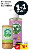 Promotions Savon pour les mains lavande ylang - Happy Earth - Valide de 10/09/2024 à 22/09/2024 chez Kruidvat