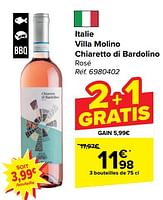 Promotions Italie villa molino chiaretto di bardolino rosé - Vins rosé - Valide de 11/09/2024 à 30/09/2024 chez Carrefour