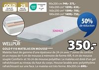 Promotions Gold f110 matelas en mousse - Wellpur - Valide de 09/09/2024 à 20/10/2024 chez Jysk