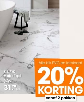 Promoties Klik pvc marble tegel - Huismerk - Kwantum - Geldig van 19/09/2024 tot 22/09/2024 bij Kwantum