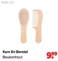 Kam en borstel beukenhout-Bebe-jou