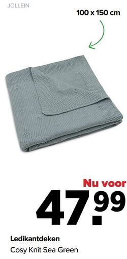 Ledikantdeken cosy knit sea green