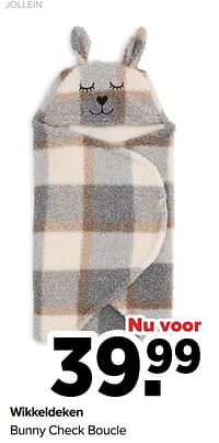 Wikkeldeken bunny check boucle-Jollein