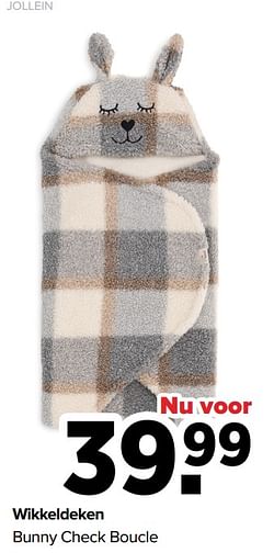 Wikkeldeken bunny check boucle