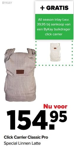 Bykay click carrier classic pro special linnen latte