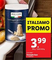 Promoties Geraspte kaas - Italiamo - Geldig van 18/09/2024 tot 24/09/2024 bij Lidl