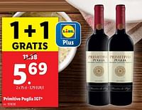 Promoties Primitivo puglia igt - Rode wijnen - Geldig van 18/09/2024 tot 24/09/2024 bij Lidl