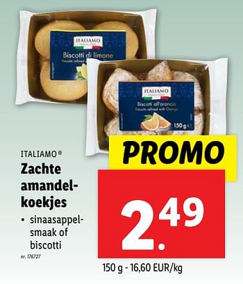 Promoties Zachte amandelkoekjes - Italiamo - Geldig van 18/09/2024 tot 24/09/2024 bij Lidl