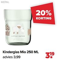 Promoties Kinderglas mio 250 ml - Mepal - Geldig van 10/09/2024 tot 07/10/2024 bij Baby-Dump