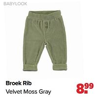 Broek rib velvet moss gray-Baby look