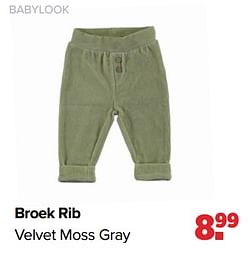 Broek rib velvet moss gray