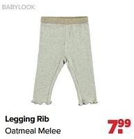 Promoties Legging rib oatmeal melee - Baby look - Geldig van 10/09/2024 tot 07/10/2024 bij Baby-Dump