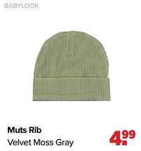 Muts rib velvet moss gray-Baby look