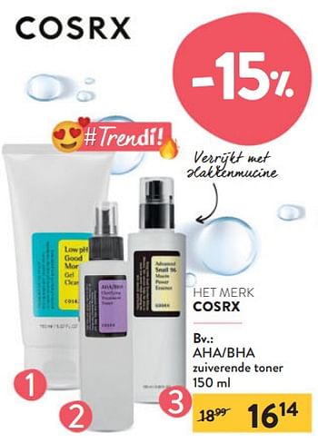 Promoties Aha-bha zuiverende toner - Cosrx - Geldig van 11/09/2024 tot 24/09/2024 bij DI