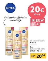 Promoties Luminous cc crème spf30 - Nivea - Geldig van 11/09/2024 tot 24/09/2024 bij DI