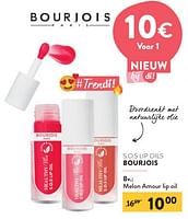 Promoties Melon amour lip oil - Bourjois - Geldig van 11/09/2024 tot 24/09/2024 bij DI