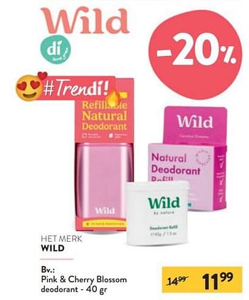 Promoties Pink + cherry blossom deodorant - Wild - Geldig van 11/09/2024 tot 24/09/2024 bij DI