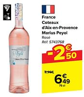 Promotions France coteaux d’aix-en-provence marius peyol rosé - Vins rosé - Valide de 11/09/2024 à 30/09/2024 chez Carrefour