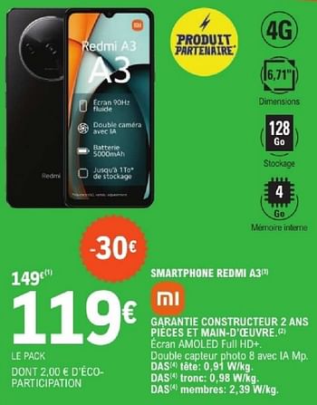 Promotions Xiaomi smartphone redmi a3 - Xiaomi - Valide de 10/09/2024 à 21/09/2024 chez E.Leclerc