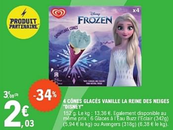 Promotions 4 cônes glacés vanille la reine des neiges disney - Ola - Valide de 10/09/2024 à 21/09/2024 chez E.Leclerc