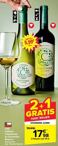 Chili caliterra chardonnay en carménère reserva rood of wit-Rode wijnen