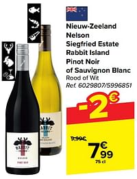 Nieuw-zeeland nelson siegfried estate rabbit island pinot noir of sauvignon blanc rood of wit-Rode wijnen