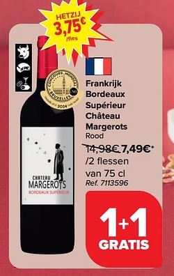 Frankrijk bordeaux supérieur château margerots rood