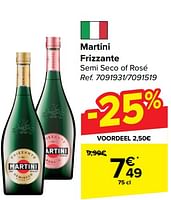 Promoties Martini frizzante semi seco of rosé - Martini - Geldig van 11/09/2024 tot 30/09/2024 bij Carrefour