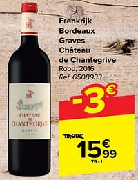 Frankrijk bordeaux graves château de chantegrive rood-Rode wijnen