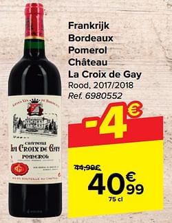 Frankrijk bordeaux pomerol château la croix de gay rood