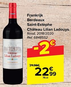 Frankrijk bordeaux saint-estèphe château lilian ladouys rood