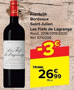 Frankrijk bordeaux saint-julien les fiefs de lagrange rood