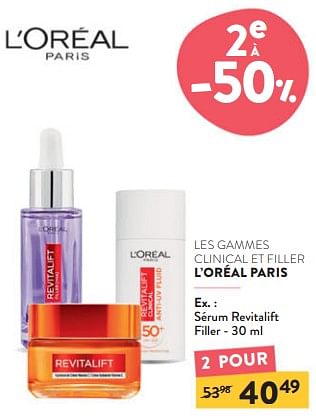 Promotions Sérum revitalift filler - L'Oreal Paris - Valide de 11/09/2024 à 24/09/2024 chez DI