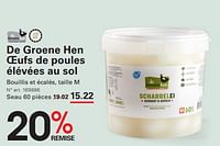 Promotions De groene hen oeufs de poules élévées au sol - De groene hen - Valide de 12/09/2024 à 30/09/2024 chez Sligro